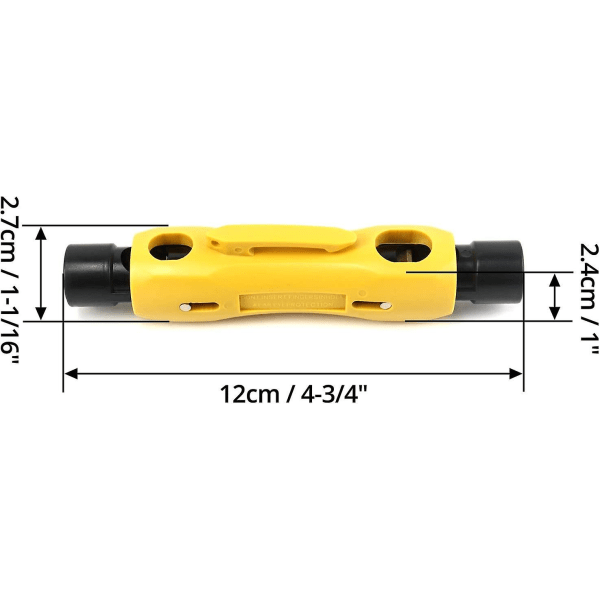 Koaksialtrådstripperkabelkutter, koaksialavisoleringsverktøy med dobbel ende for (1 stk, gul)