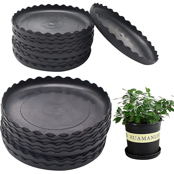 Plantepot-underlag, Dbaily 12 stk 13,5 cm runde underlag + 12 stk 18,5 cm plastblomsterpotte-underlag Blomsterpottebrett for innendørs og utendørs (svart)