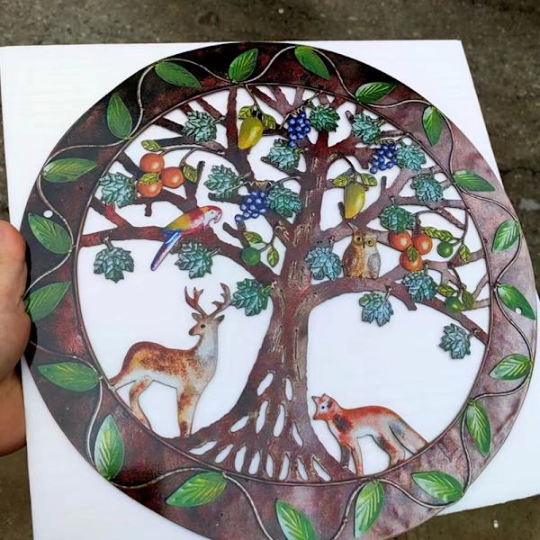 Elämänpuu -puinen seinätaide, metalliset perheen puu -kyltti, seinäkoriste, kodin sisustus, täydellinen herkkä lahjaidea