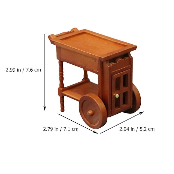 Miniatyr Møbler Tre Miniatyr Møbler Miniatyr Servisevogn Spisevogn Modell Miniatyr Scene Brun 7.6X7.1CM Brown 7.6X7.1CM