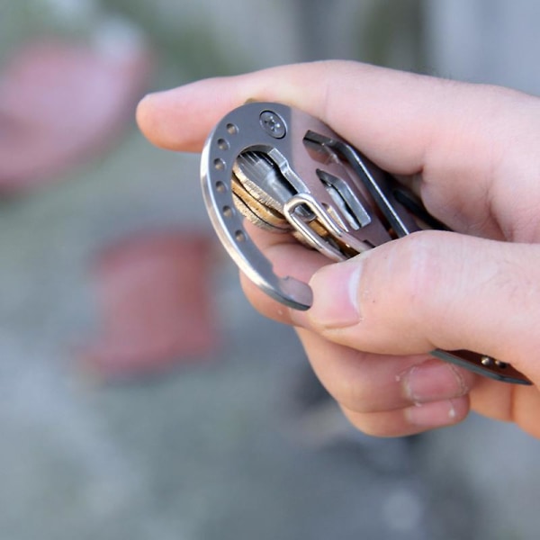 Multifunktionell Mini Verktyg Karbinhake Skruvmejsel Nyckelring för Utomhusbruk (2st, silver)