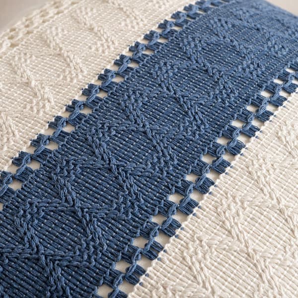 Sæt med 2 Boho Vævede Pyntepudebetræk 45x45 cm Marineblå Teksturerede Bomuldspudebetræk med Skjult Lynlås til Sofa Soveværelse Stue