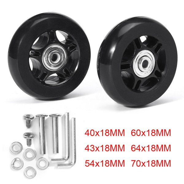 Lydløs Trolley Kuffert Universal Hjul Gummihjul Kuffert Leje Reparationssæt - 40mm*18mm 2 Sæt