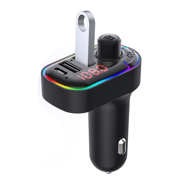 robot FM-senderadapter for bil, omgivelseslys Bluetooth 5.0 trådløs bil MP3-spiller Håndfri bilsett med dobbel 3.1A USB-type