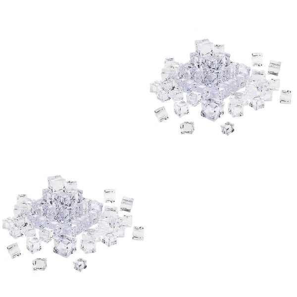 240 stk. 20mm Terningformet Kunstig Akryl Isklumper Glasglans Isklumper Krystalklar Fotografi 160 pcs 2mm