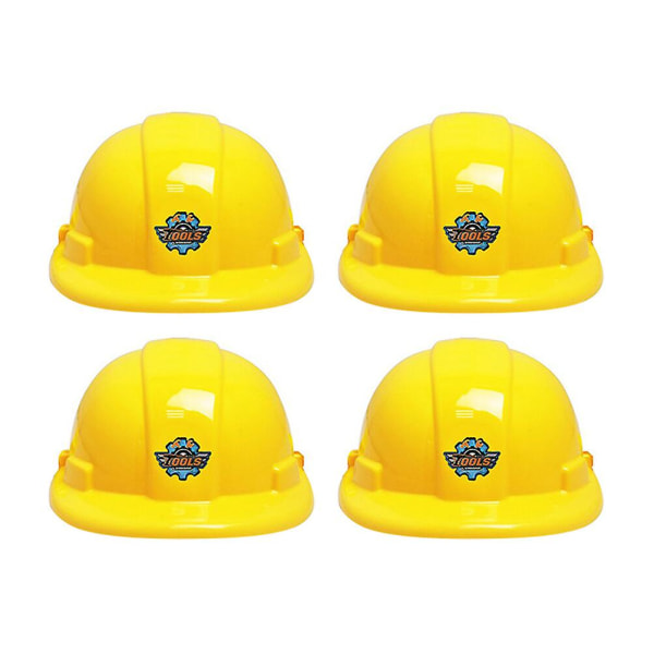 4 stk Udviklingslegetøj Plasthjelm Hat Legetøj Brandmandskostume rekvisit Børn Sikkerhed Hård hjelmYell Yellow 21*17.5cm