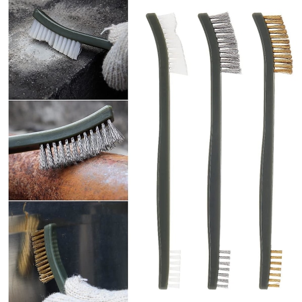 Mini Wire Brush Set, Rust og Malingrenser for Metall, Rengjøring av Sveiseslagg og Rust, Praktisk Stål/nylon/messing Børstesett Egnet for Rengjøring av Maling/rust/smuss