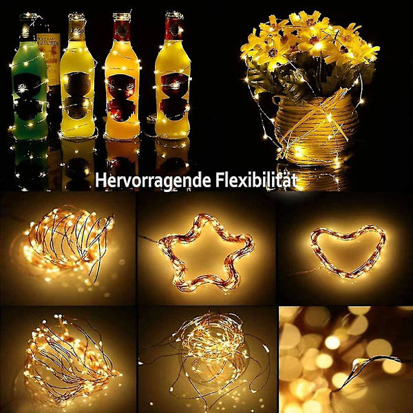Keijuvalot [20 kpl], Mini Paristokäyttöiset Keijuvalot 1m 10 Led Kupratanko Sisä- Ja Ulkokoristevalo Makuuhuoneen Joulu Hääjuhlat