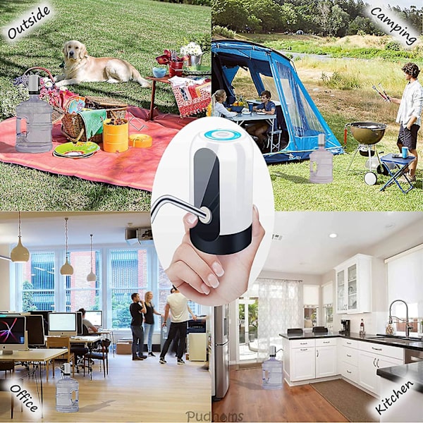 Vanddispenser - USB Opladning Vandpumpe Til Flaske Universal Pasform Vandflaske Pumpe Bærbar Elektrisk Vandkande Dispenser Drikk Vand Dispenser Hvid White
