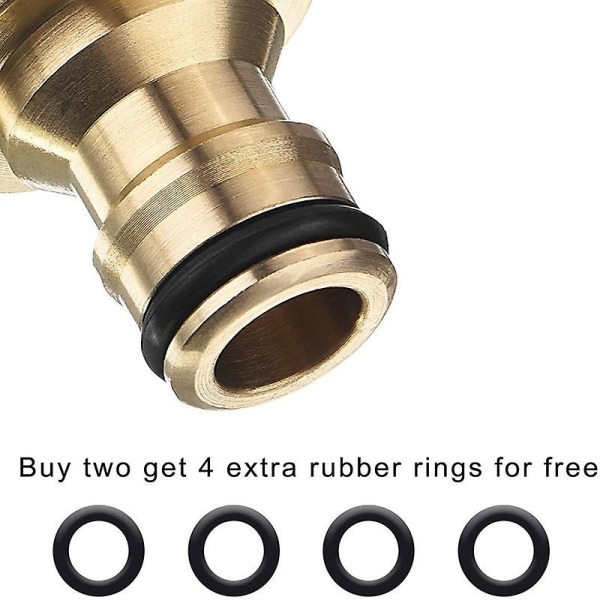 Messing Havevandslangehane Konnektor Fitting til 2-i-1 Gevindhane Adapter (2 stk., Messingfarve)