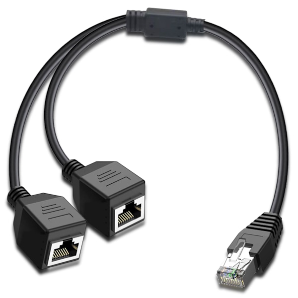 RJ45-verkko 1-2 portin Ethernet-sovitinjakaja, RJ45 1 uros - 2 naaras LAN Ethernet-sovitinjakaja Ethernet-liitäntä