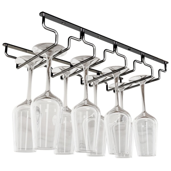 Vinglasstativ under skabsstativ, vinglasbøjlestativ Wire vinglasholder opbevaringsbøjle til skabs køkkenbar (4 rækker)