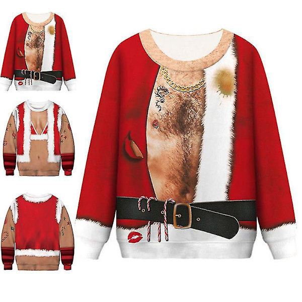 Julegenser for menn og kvinner - 3D Elf Boobs - Lang ermet rund hals GK112 GK112