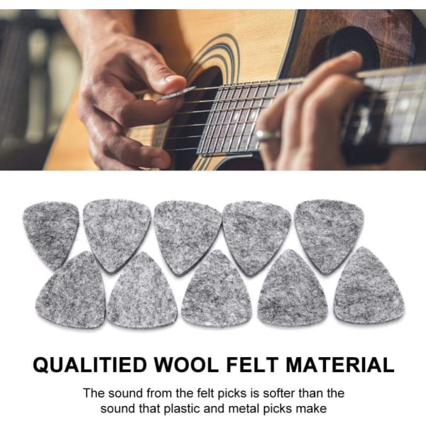 Grå - 10 Gitarrplock, Musikplock Gitarrplock för Ukulele Ullplock 3mm Plock Instrumenttillbehör