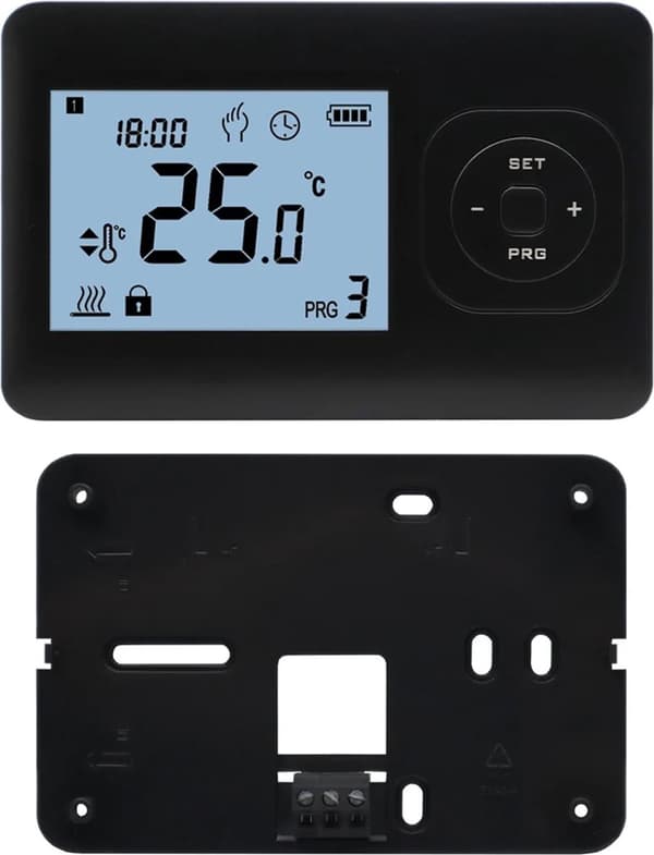 Digital Termostat til CV-kedel, Manuel Programmerbar Tænd/Sluk Temperaturregulator med LCD-display, Sort, til Centralvarme i Hjemmet