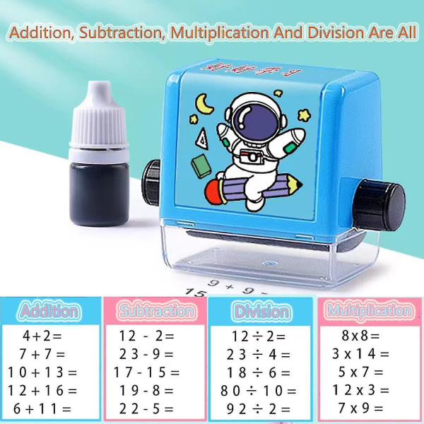 4 st Roller Digital Teaching Stamp, återanvändbar mattepedagogisk leksak för addition Subtraktion Multiplikation Division