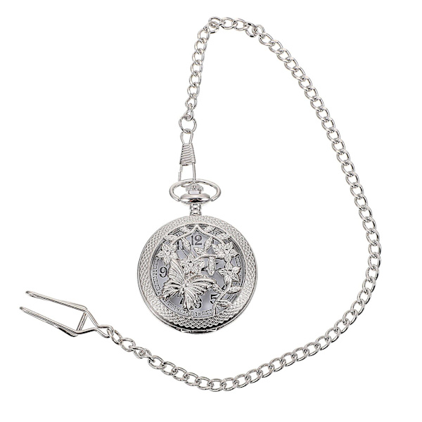 Mænds Minimalistisk Lommeur Lommeur Kæde Dobbelt Dæksel Lommeur Klassisk Lommeur Retro Lommeur Silver 43.5X4.5CM