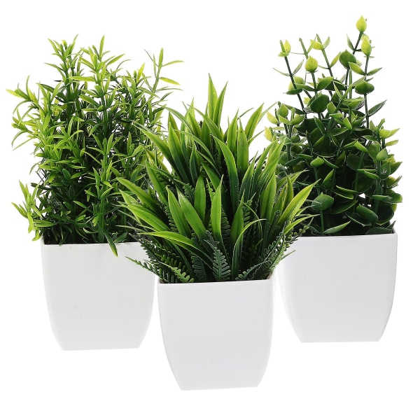 3st Små falska växter Mini konstgjorda växter med växter Hemmakontor Falsk krukväxt Blandad stil Grön16x7x7cm Green 16x7x7cm