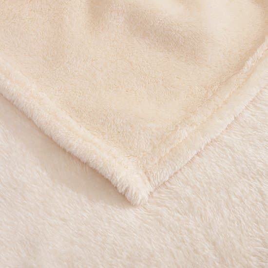 Malinsi Fleecetæppe 200x230 cm Super Blødt Hyggeligt Plaid til Seng Sofa Stue Maskinvaskbart Ikke-fnuggende Creme Offwhite