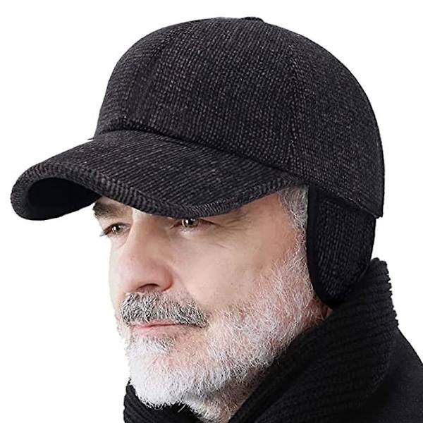 Mørkebrun Vinter Termisk Ull Tweed Baseball Caps med Spiss for Menn