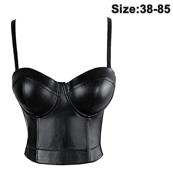 Læder Bustier Kvinders Korset Top BH Sort Bryst-indpakket Vest Elastisk Vest All-matchSort38 85 Black 38 85