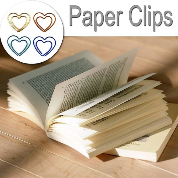 100 kpl rakkaus sydämen muotoiset paperiliittimet metalliset söpöt paperiliittimet opiskelijoiden kirjanmerkit opiskelijoille, lapsille, opettajille satunnainen väri