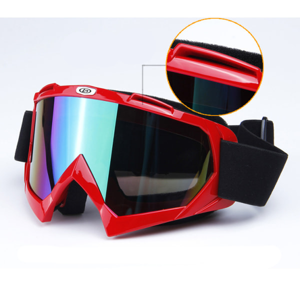 Motorcykelglasögon Utomhusskidåkning Motorcykelglasögon Skidglasögon (färgglad spegel med svart ram
