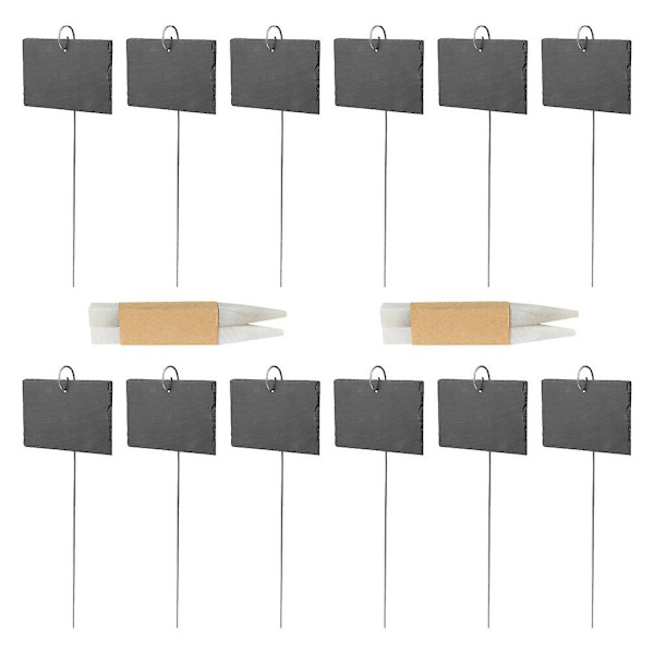 Skrivetavle-tags Skiferhængende tags Skiferstænger Etiketter Skiferhave-skilt Genanvendelige Skifer-tags Plantenavnetags Sort 10X7CM Black 10X7CM