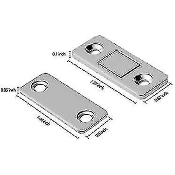 4 kpl Magneettiset Ovikiinnikkeet Ultraohut Kaappi Magneetit Ruostumaton Teräs Laatikon Magneettikiinnike (hopea)