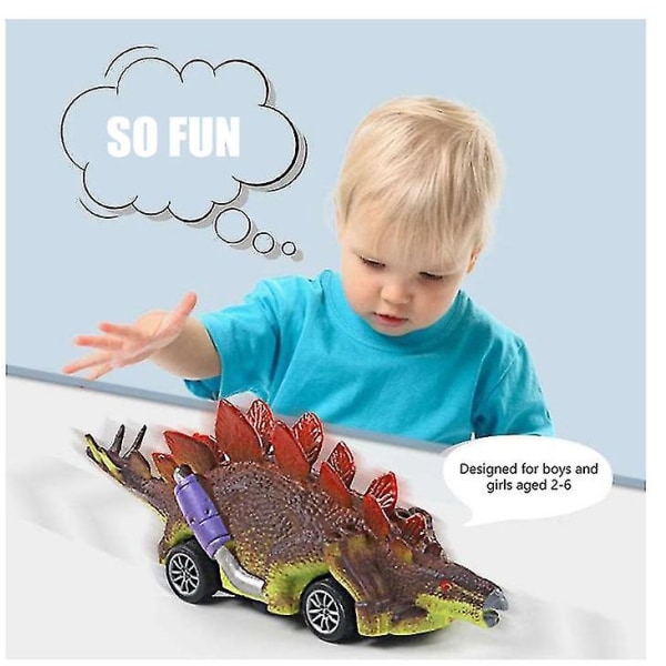 Dinosaur Legetøj Pull Back Cars, 2 Pack Dino Toys Drenge Piger og Småbørn, Drenge Legetøj Alder 3,4,5 og op Dinosaur Spil med T-Rex