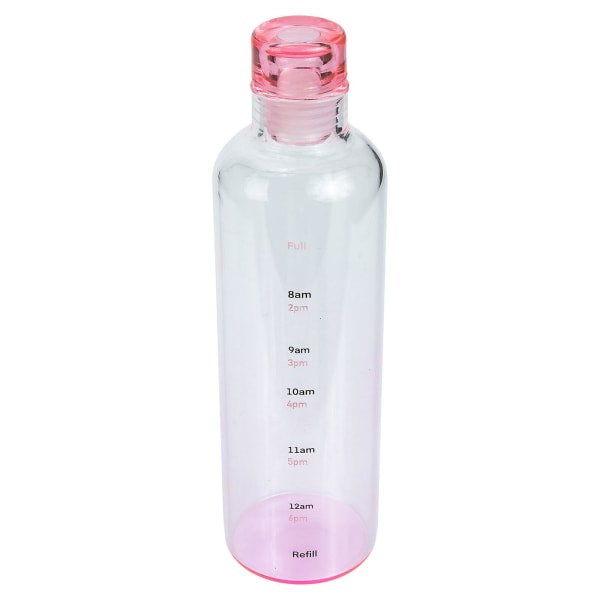 Sports Water Bottle Portable Glass Bottle Transparent Water Bottle With Scale Stylish Water BottlePink23X6CM