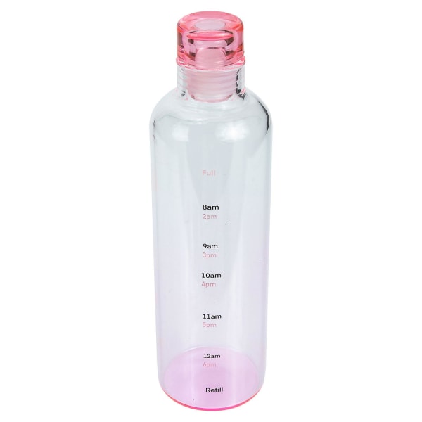 Sportvattenflaska Bärbar glasflaska Transparent vattenflaska med skala Snygg vattenflaskaRosa23X6CM Pink 23X6CM