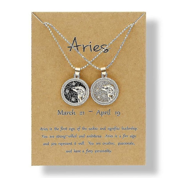 2 st/set Stjärntecken Mynt Kedja Hänge Halsband Födelsedag Par Smycken 3 Väduren 3 Aries