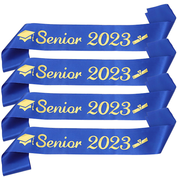 4 stk. Gradueringsbånd Senior Gradueringsbånd Fotorekvisitter Blå 160X9.5CM Blue 160X9.5CM