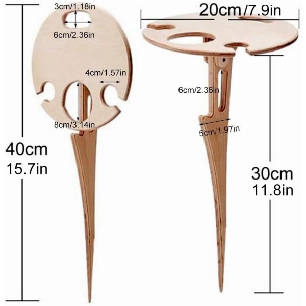 Fällbart picknickbord, camping picknick vinglashållare Utomhus trädgård Runt vinbord i trä, litet vinställ bärbart vinhållare telefonställ