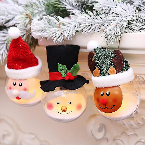 Jultomte Bollpynt Julhängande Boll Med Ljus Julgranspynt-Juldekorationer (1 st, Varm Färg)