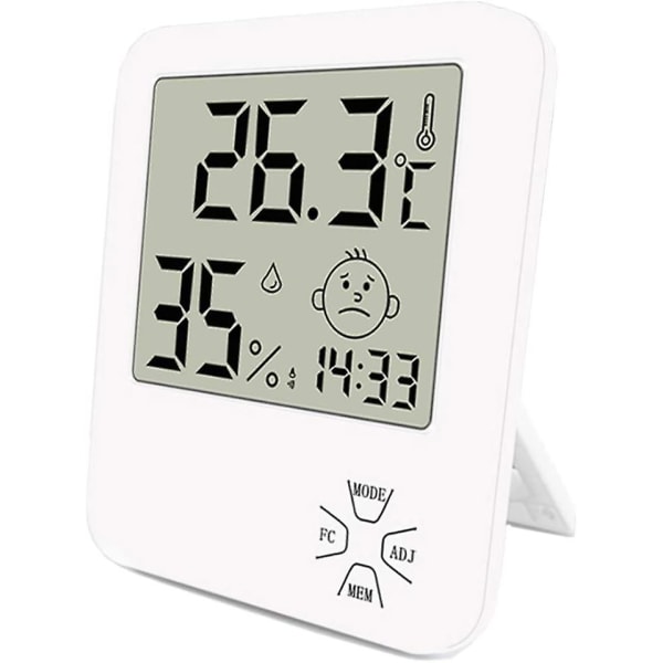 Mini Høj Præcision Digital Indendørs Hygrometer Termometer Hjemmetermometer Med Foldbar Stativ Og Alarmur Til Komfortniveauindikator For Hjemmet