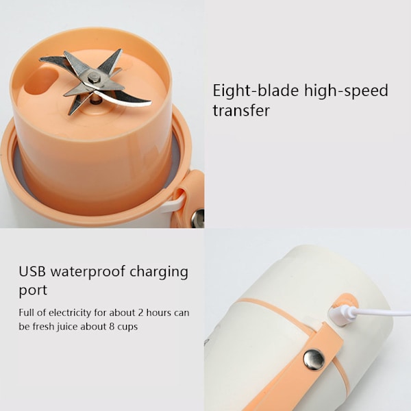 2025 340ml Mini Bærbar Elektrisk USB Blender 8 Blads Juicer Kopp Multifunksjonell Sitruspresse for Hotell Bil Hjem Bobil Bruk*ryy Green