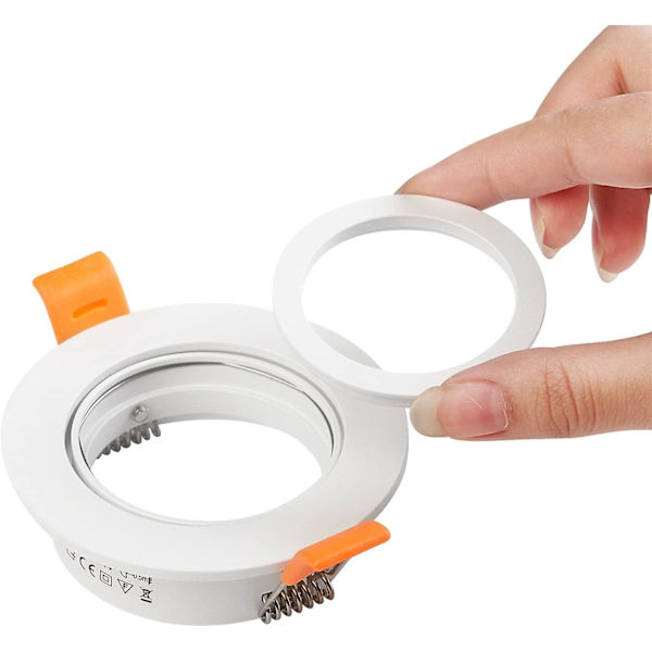 Set med 2 LED-taklampor, fyrkantig ram, justerbara monteringsfästen, utskärning 65 mm
