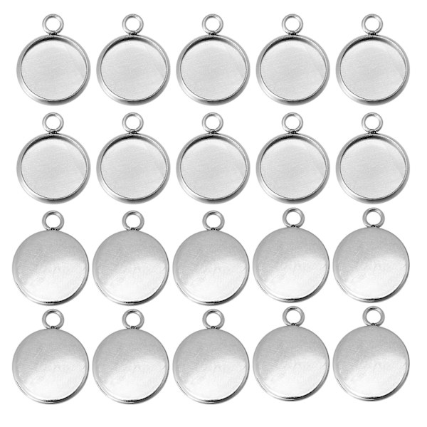 50 st Rund Hängebezel Kreativ Halsband Tom Bas Diy Halsband Tillbehör Stål färg C2.5x2.5c Steel color C 2.5x2.5cm