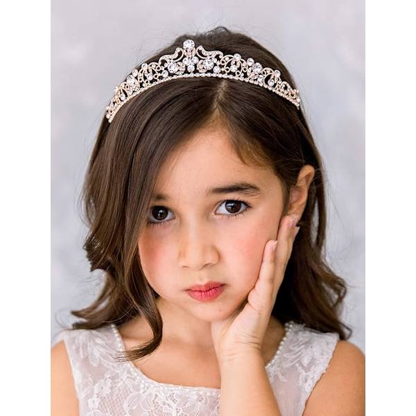 Rhinestone Brudeskjorte Prinsesse Tiara Smykker Hovedbeklædning til Kvinder og Piger, Rosenguld Bryllup Tiaras og Kroner med Sidekam