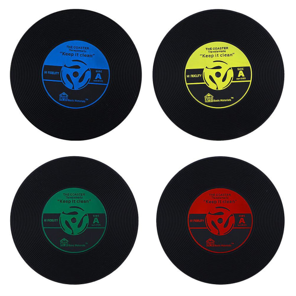 8 stk Vintage CD-plate Drikkestativ Kopper Matte Kaffe Kopper Pute (rød + gul + blå + grønn, 2 stk hver) 10 * 10cm 10*10cm