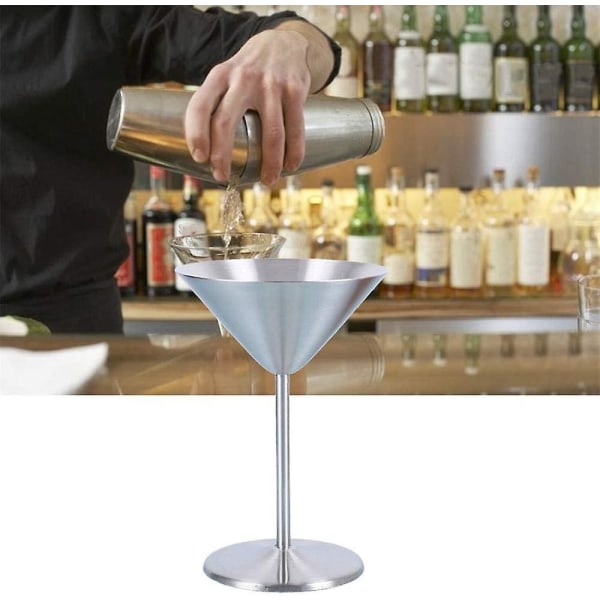 Martiniglas i Rustfrit Stål, Martini Cocktailglas, Metal Vin Glas Martini Kop Champagne Goblet Til Hjemmebar Restaurant