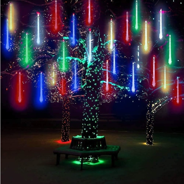 LED Meteor Solar Dusjlys Hage, Vanntett Vanndråpe Fossen Kaskade 30cm 10 Rør 360 LED Dekorative Lyslenker For Fest Ferie Chris