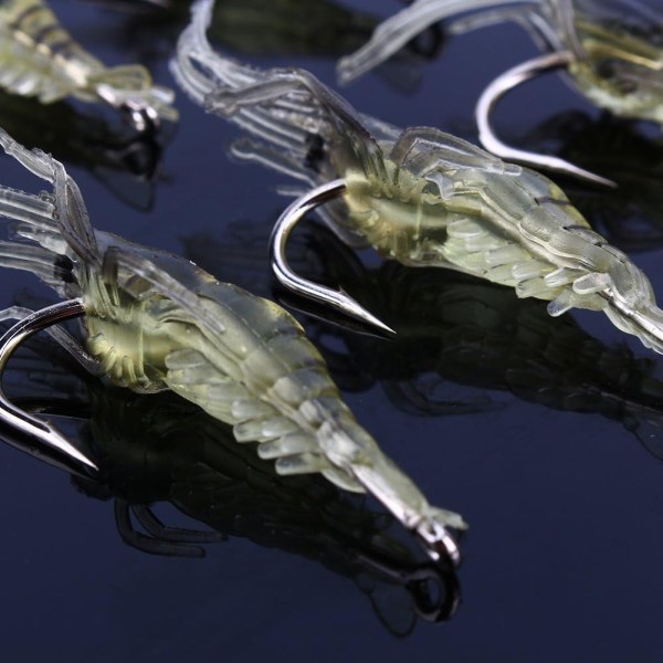 4 stk Reke Simulering Myk Reke Fiske Lures Bass Crank Hook Bait Tackle
