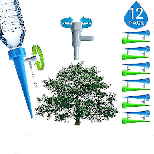 RYO_12-pakning Automatisk Vanningsenhet for Planter, Selvspikersystem med Sakte Utløpskontrollventil, drypper - GXCC