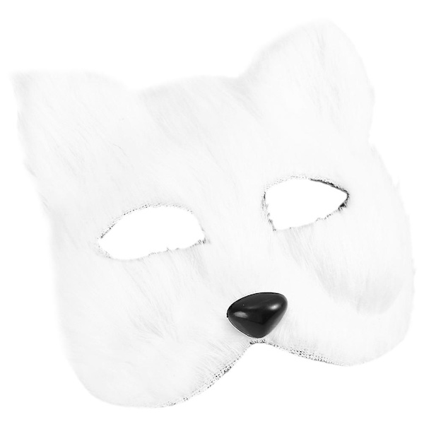 Räv Mask Halv Ansikte Halloween Mask Rekvisita DIY Maskerad Mask Tom Mask Fest Favorit Vit 17X17X3CM White 17X17X3CM
