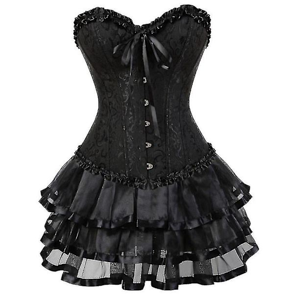 Seksikäs Korsettimekko Naisille Pluskokoinen Kostyymi Yläosa Burleske Korsetti Ja Minimekkosetti Tutu Corselet5XLmusta 5XL black