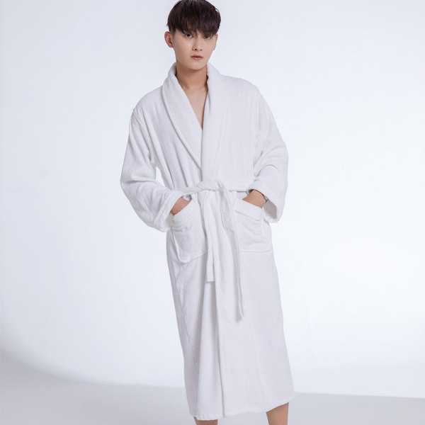Damebomullsbadekåpe, Premium Langfibret Bomulls Unisex Veve Badekåpe, Stoff Absorberer Vann