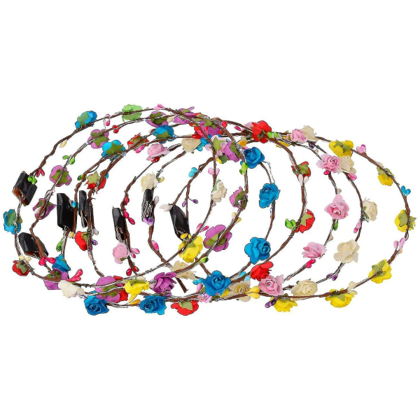 Pakke med 10 LED blomsterkranser, lysende blomsterhodeplagg for fest